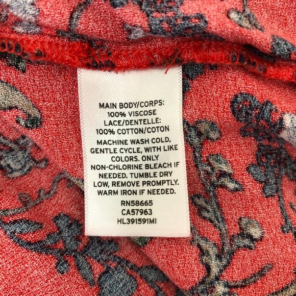 Hinge Red Floral Blouse Size Small - Picture 11 of 11